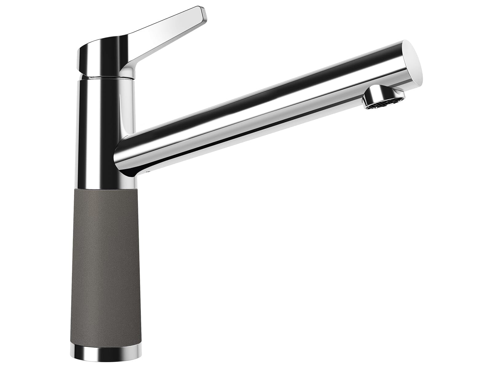 SCHOCK Grifo de cocina SC-510 Silvertsone – Grifo de baja presión CRISTADUR con caño fijo y conexiones estándar