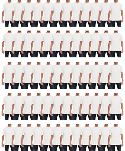 60 Pack of Mens T-Shirts – Wholesale Tees in Bulk, Multipack Cotton Crewneck T-Shirts for Men