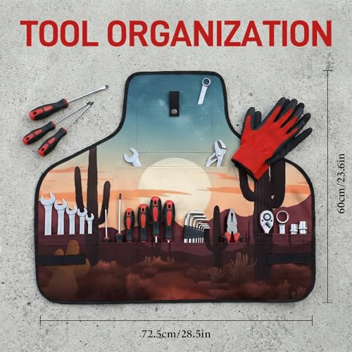 Delantal de trabajo con cactus y bolsillos, ajustable miniatura 2