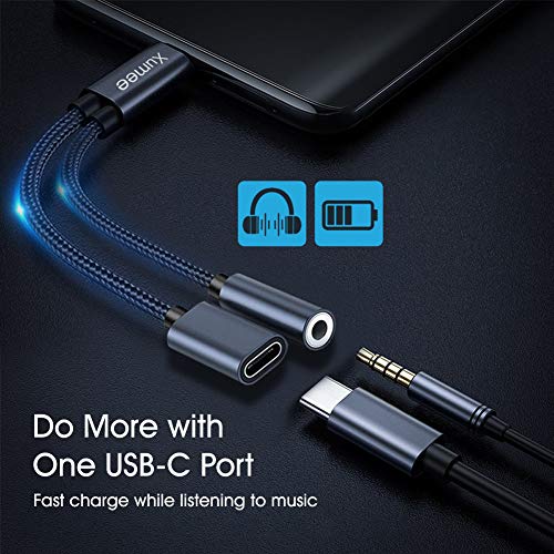 Xumee USB Type C to 3.5mm Headphone and Charger Adapter, 2-in-1 USB C to Aux Audio Jack Hi-Res DAC and Fast Charging Dongle Cable Compatible with iPhone 16/15 Pro Max,Galaxy S25 S24 Ultra (Grey) - Image 4