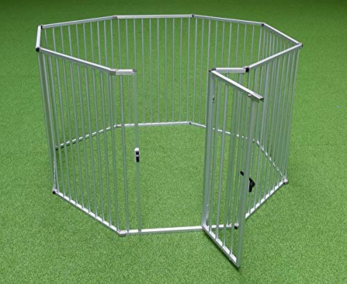 Callieway® Faltbarer ALUZAUN/Freilaufgehege/Welpenauslauf Safety Pro“ 8-teilig für Veranstaltungen und Campingurlaub