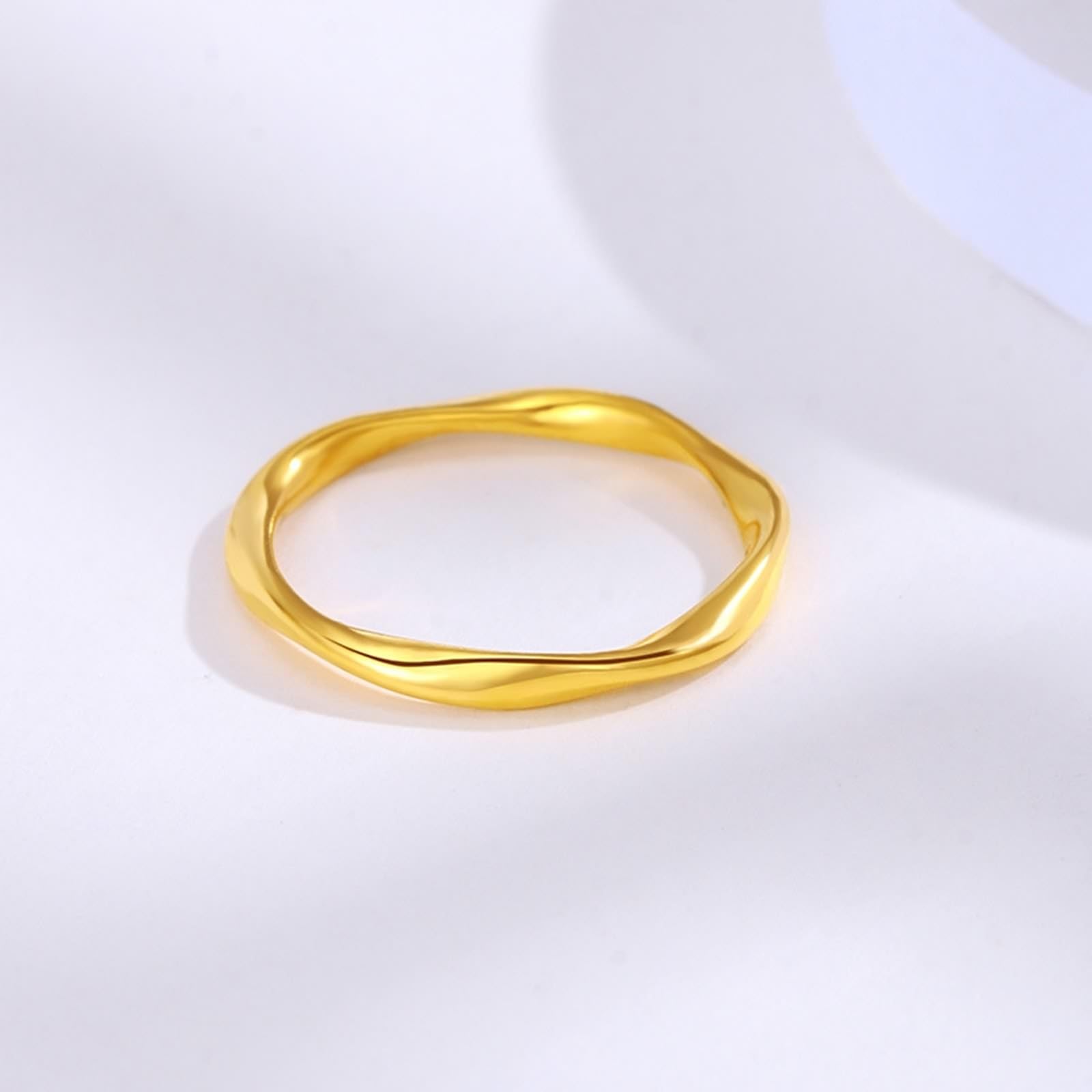 AMDXD Anello nuziale in oro giallo 24 carati Au999, morbido, sottile, 2 mm, anello dell'amicizia 999, misura 47-62