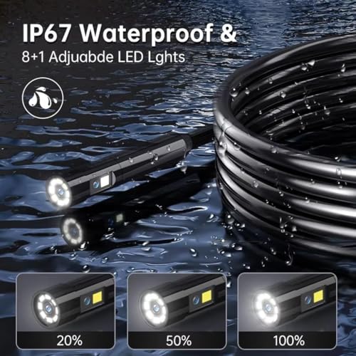 Image of ETZIN Dual Lens Industrial Endoscope, 1080P Digital Borescope Inspection Camera with 7.9mm IP67 Waterproof, Sewer Camera with 4.3 inch LCD Screen, 7 LED Lights,16.5FT Semi-Rigid Cable, EPL-1341IM