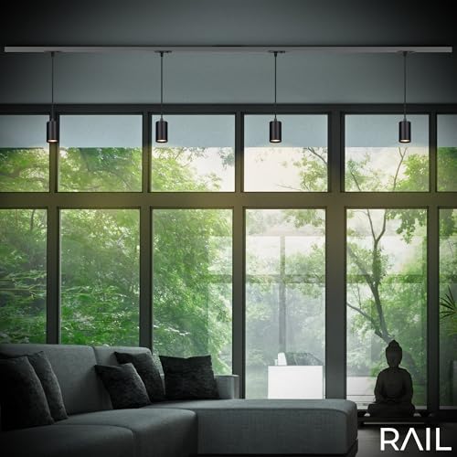 Plafonnier rail avec lampe suspendue tracklight noire GU10 Briloner combinable