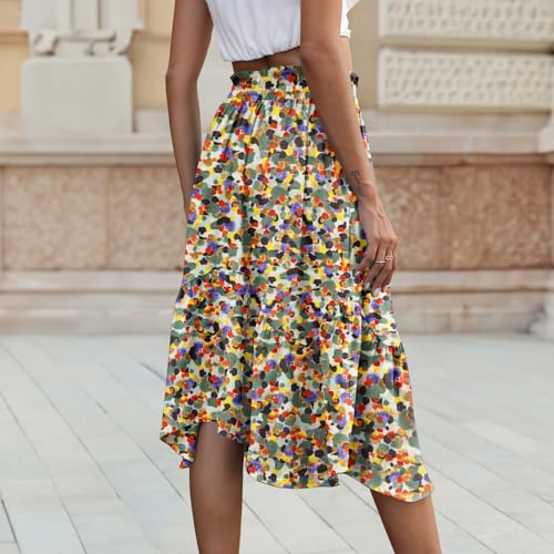 Maxi Skirts for Women High Waist Flowy Long Skirt Floral Boho Beach Skirt with Pockets4