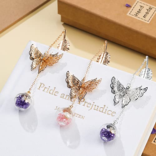 Vintage-Style Metal Feather Bookmark with Butterfly Charm Mothers Day Teacher Appreciation Gifts Christmas Stocking Stuffers for Women Girls Mom Lady Readers Book Lovers - Image 3