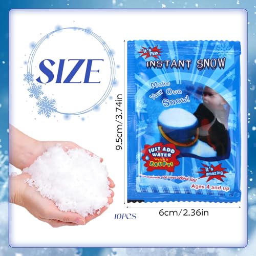 Hpbaggy 80 g Kunstschnee Pulver, Kunstschnee Täuschend, Kunstschnee zum Basteln, Fluffiger Kunstschnee, Dekoschnee Simulation Schnee für Winter Weihnachten Party Weihnachtsdeko, 10 Pcs