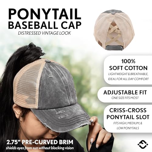Image of Funky Junque Womens Baseball Cap Dad Hat Ponytail Messy Bun Trucker Ponycap