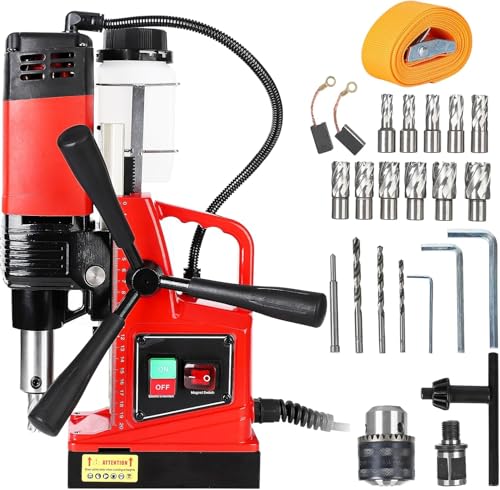 Magnetbohrmaschine Tischbohrmaschine 11-Teiliges Set, Tragbare Kernbohrmaschine Magnetbohrer Doppelspur 810 U/Min 1300W, 2922lbf Kraft, Max. Bohrdurchmesser 4 Cm für Bohr In Kupfer Aluminium Industrie Magnetbohrmaschine Tischbohrmaschine 11-Teiliges Set, Tragbare Kernbohrmaschine Magnetbohrer Doppelspur 810 U/Min 1300W, 2922lbf Kraft, Max. Bohrdurchmesser 4 Cm für Bohr In Kupfer Aluminium Industrie