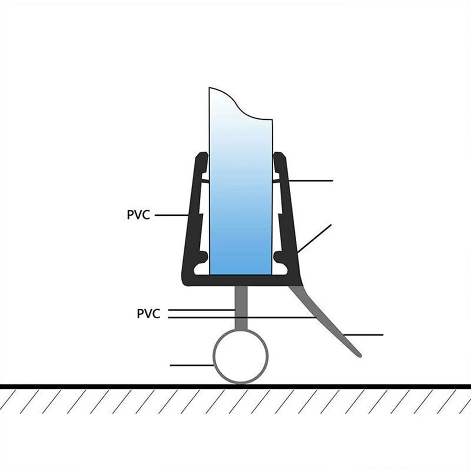 8 Stück PVC transparente Duschwand-Dichtungsstreifen Badezimmer-Glastürdichtungen Wasserabweiser-Gummi für Duschtüren, Glas(6mm)