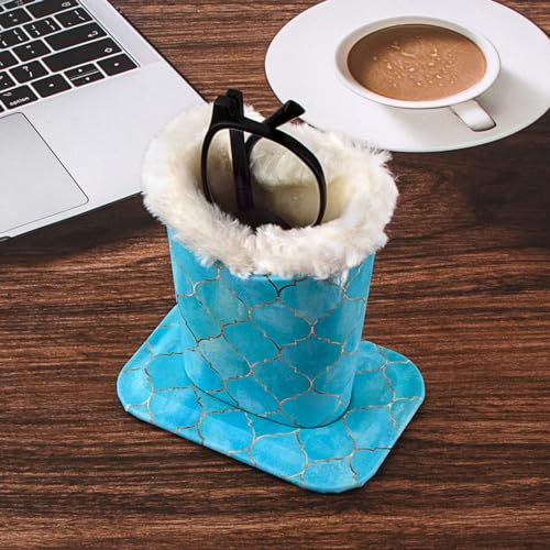 Image of Pack of 2 Plush Lined Eyeglasses Holder Stand Protective Glasses Case For Desks Or Nightstands