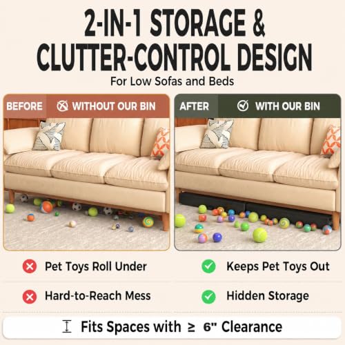 Image of Fokyfok 2 Pack Under Bed Storage with Wheels 4.5 inch Height | Metal Frame,Lid,Rolling Slim Under Bed Drawers for Shoes,Clothes,Shallow Underbed Storage,Under Couch Storage,Black
