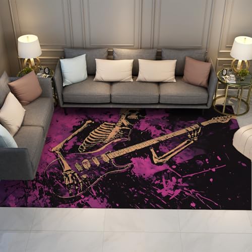 Tapis crânes graffiti antidérapant : la solution lavable pour salon moderne - 3