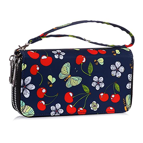 Image of XEYOU Double Zipper Long Clutch Wallet Cellphone Wallet for Women with Removable Wristlet Strap for Credit Card, Cash, Coin, Bill