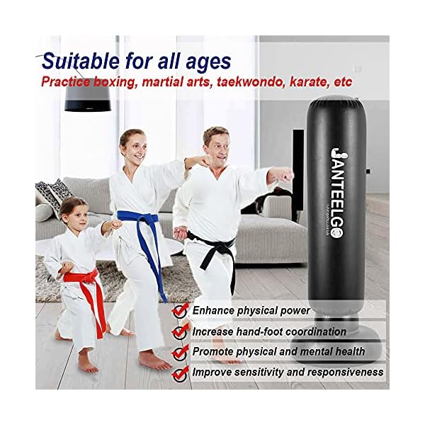 Inflatable Punching Bag - GEMGO 59 Inch Boxing Bag with Stand for Adults|Kids - Boxing Equipment for Practicing|Taekwondo|Karate Muay Thai|Martial Arts