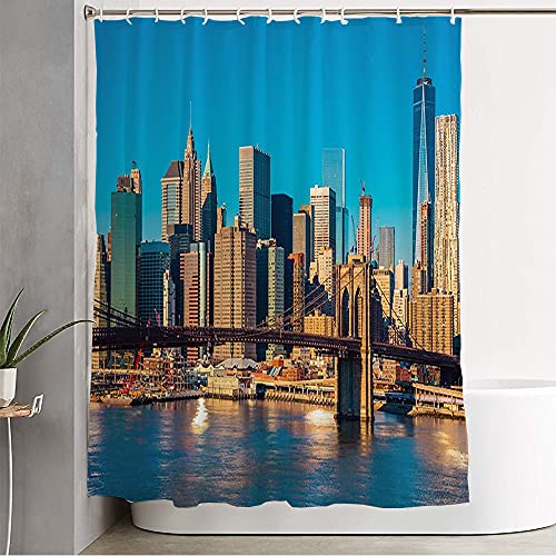 Milxayah Decorative Bath Curtain York Sky USA River East District Aerial Skyline Ny Downtown New Day Brooklyn Bridge Parks Outdoor Waterproof Shower Curtain Bathroom Accessories 72" x 78" Milxayah Decorative Bath Curtain York Sky USA River East District Aerial Skyline Ny Downtown New Day Brooklyn Bridge Parks Outdoor Waterproof Shower Curtain Bathroom Accessories 72" x 78"
