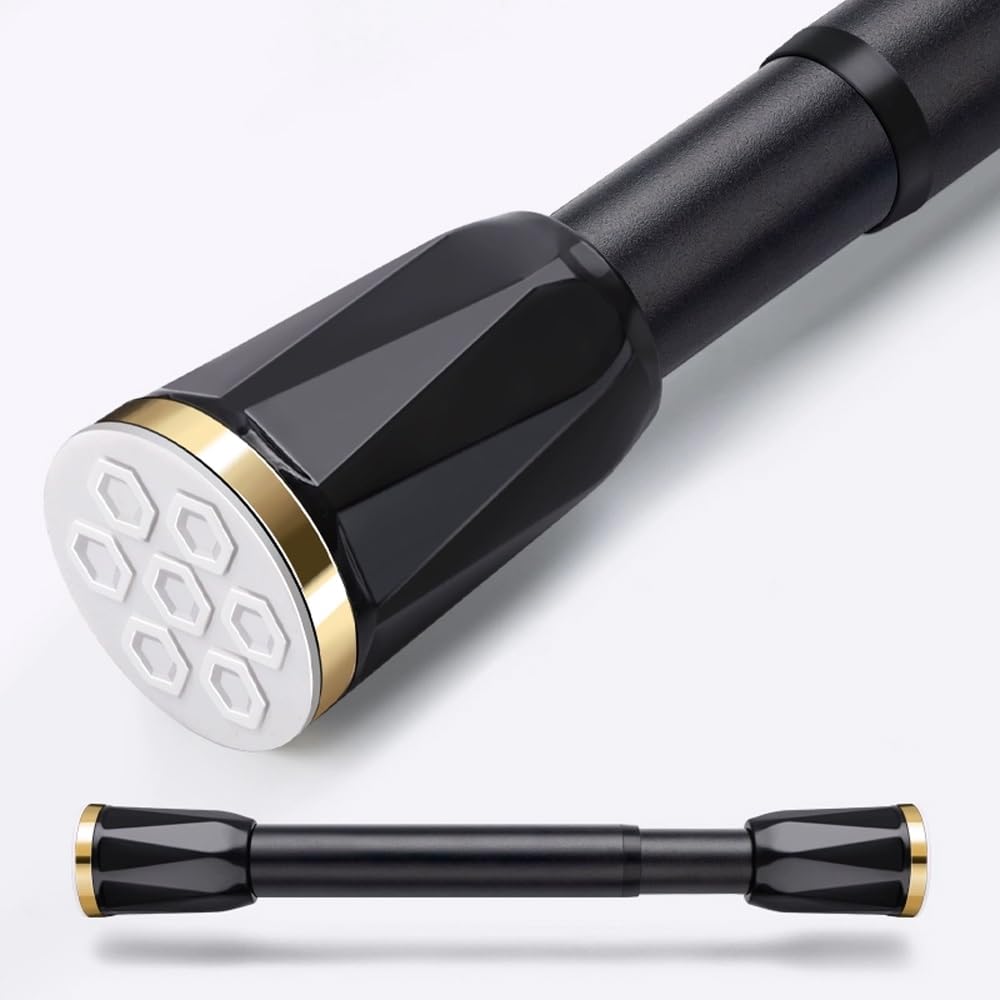 Tringle à Rideaux télescopique réglable 0,72 2,6 m, sans perçage, Rail de Rideau Extensible en métal pour Rideaux Simples, Noir 1,6 m 2,1 m (5,2 pi 6,9 pi)