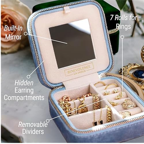 Benevolence La JBOX1002 Plush Velvet Jewelry Box | Travel Jewelry Case Organizer thumb #2