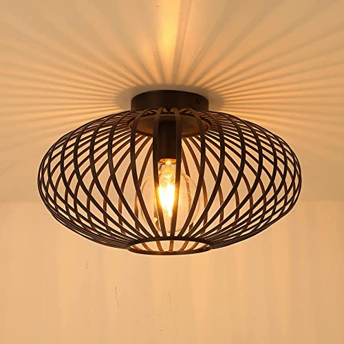 Gorssen Retro Deckenleuchte,Vintage Deckenlampe,E27 Schwarz Eisen Käfig...