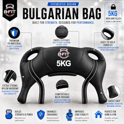 Image of B Fit Upgraded Bulgarian /Round Training Bag for Fitness Gym Training, Cross fit, Wrestling, Judo, Grappling, MMA, Full Body Workout.