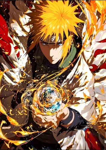 Image of NIJUKA Anime Printed A4 Size Metal sheet Poster For Home And Room Decoration | For Anime Art Fans Boys And Girls (Forth Hokage Rashegan)