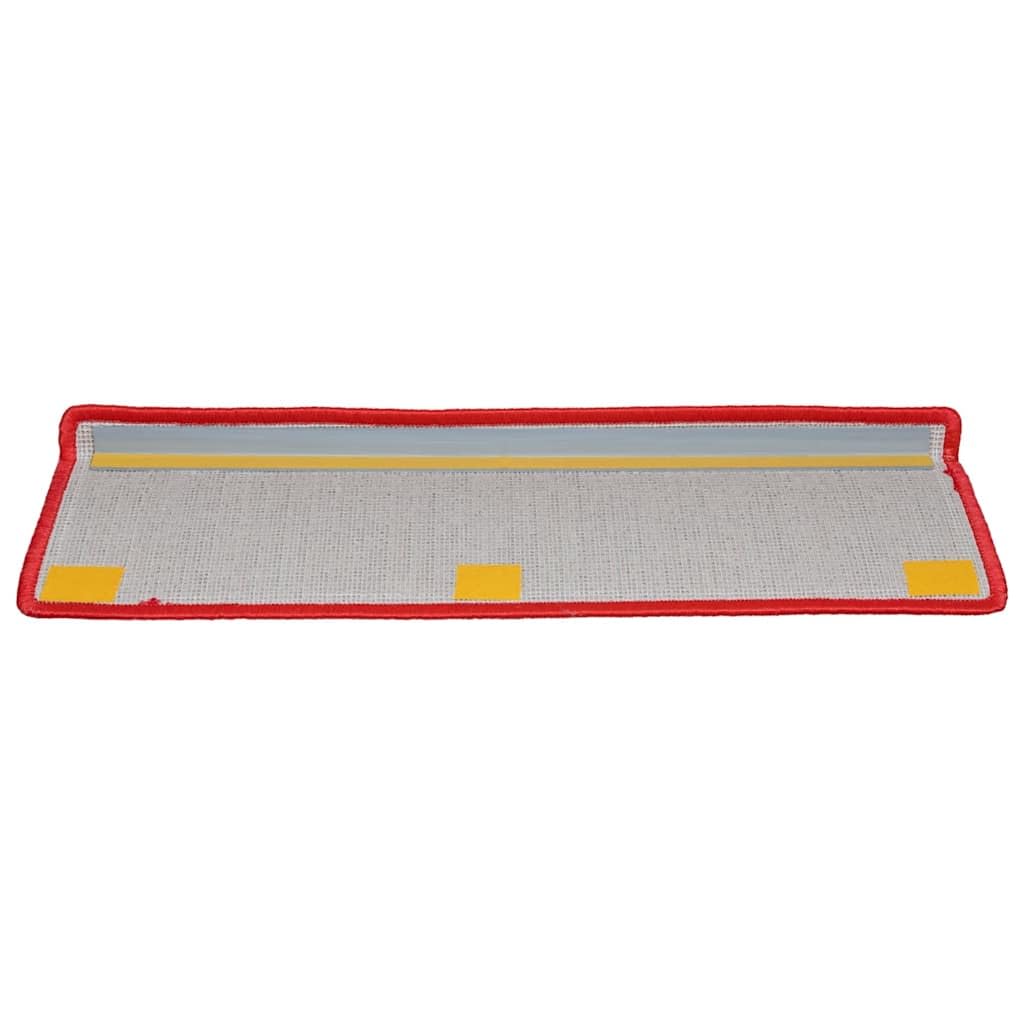 20 alfombrillas para escalones, color rojo, 65 x 21 cm, fieltro con cinta adhesiva, antideslizantes, para escaleras de madera, pasillo, entrada, diseño moderno