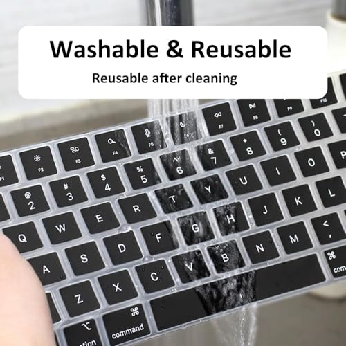 Image of OJOS Silicon Keyboard Cover Skin Made for 2024 Newest iPad Pro M4 Chip 13 inch (A2925 /A2926) Magic Keyboard Premium Ultra Thin Protector Accessories US ANSI Layout (Black)