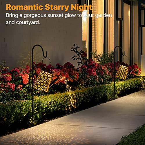 Outdoor Solar Watering Can with Lights Garden Decor Large Solar Powered Lanterns Hanging Waterproof LED Decorative Retro Metal Kettle String Lights for Table Yard Pathway Walkway Gardening Gifts by Lureshine - Image 9