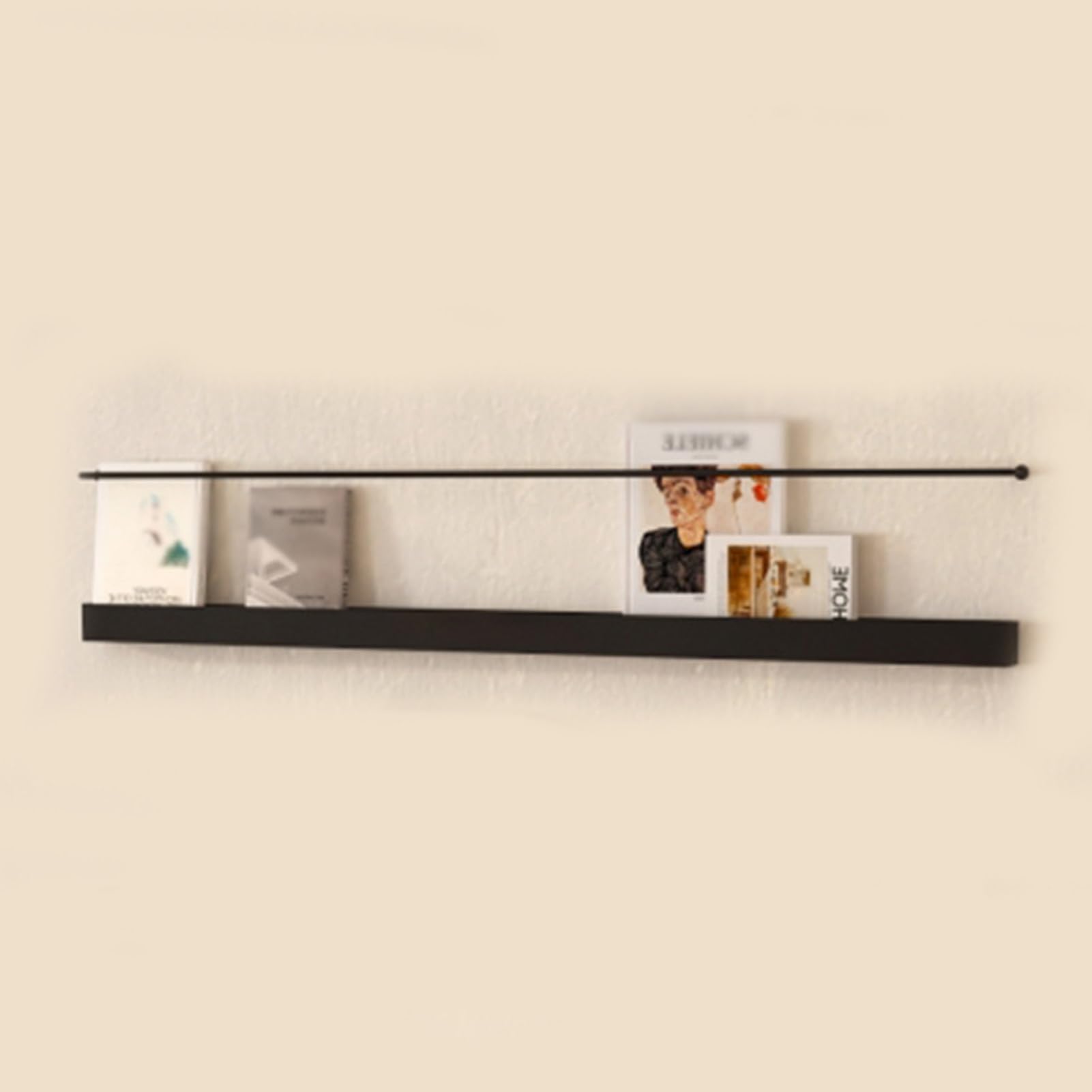 Portariviste e opuscoli da parete in metallo nero, minimalista, per casa, ufficio, soggiorno, bagno, sala d'attesa (110 cm, 1 confezione)