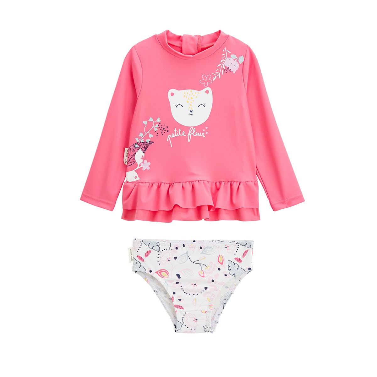 Petit Béguin - Maillot de Bain bébé 2 pièces t-Shirt de Protection UV & Culotte Ciao Milano