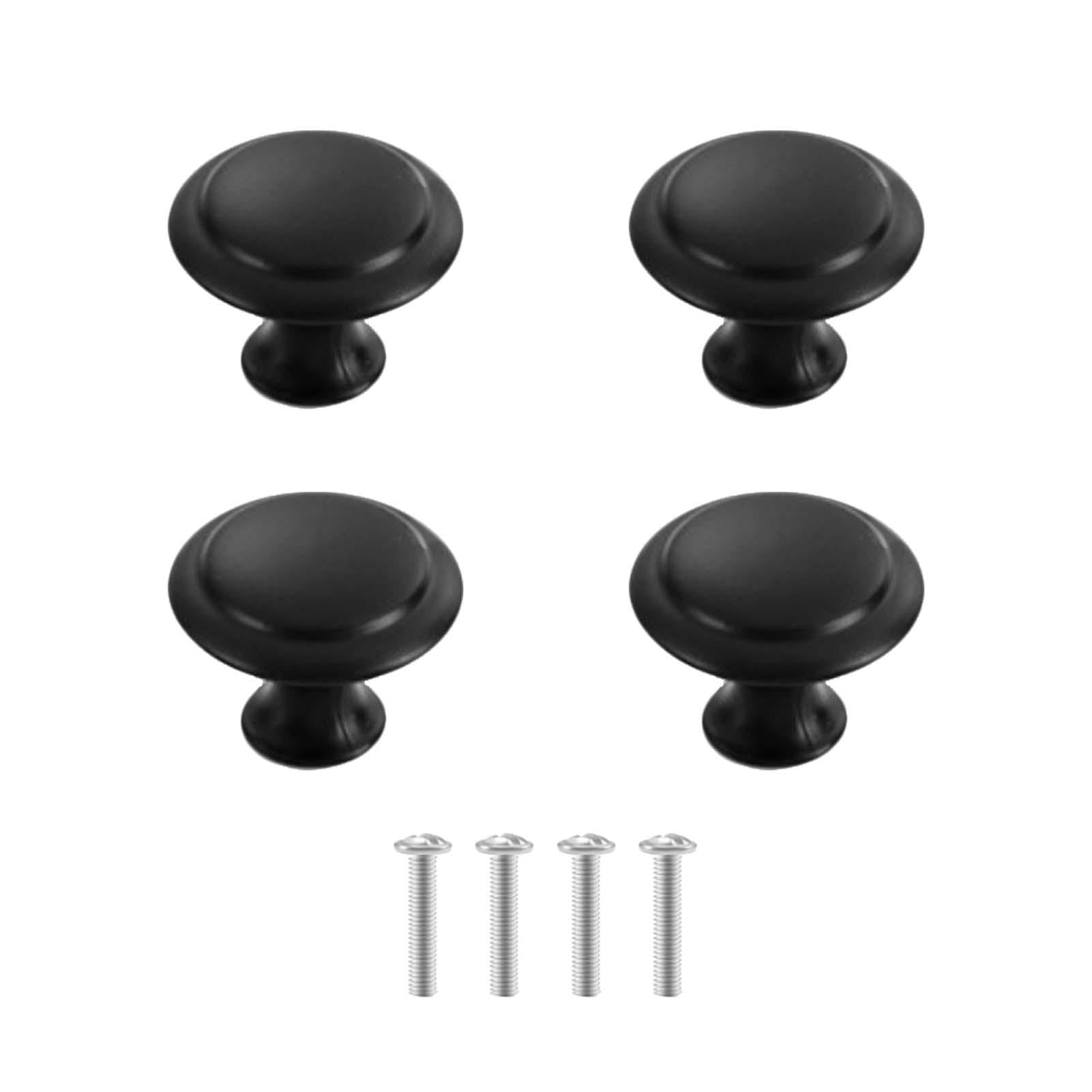 HONRIGO 4 Pcs Black Cabinet Knobs, Durable Stainless Steel Cupboard Door Knobs, Round Drawer Knob for Kitchen, Wardrobe and Furniture (30mm)