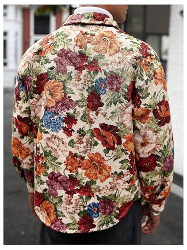 Men's 2025 Vintage Floral Jackets Going Out Shacket Jacquard Collared Neck Button Down Jackets Fall Outerwear2