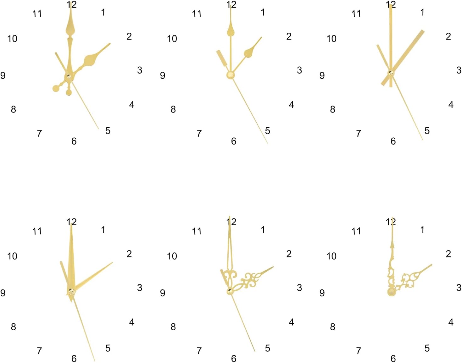 4 Packs Clock Movement Mechanisms Kit, 13mm Thread Length 22mm Shaft Length Applicable Panel Thickness 7-10 mm for Clock Repair / DIY with 6 Different Pairs Hands (Gold, 13mm(1/2inch) Thread)
