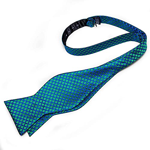 Image of DiBanGu Paisley Bow Ties for Men Silk Self Tied Bowtie and Pocket Square Cufflinks with Lapel Pin for Wedding Party