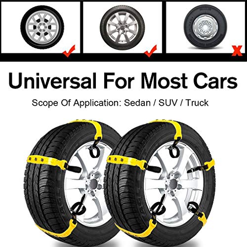 Snow Chains Anti-Skid Emergency Snow Tire Chains, Anti Slip Tire Chains, Portable Emergency Traction Snow Mud Chains Universal Adjustable 10pcs Car Security Chains for SUV and Cars (Yellow-10pcs) - Thumbnail 5