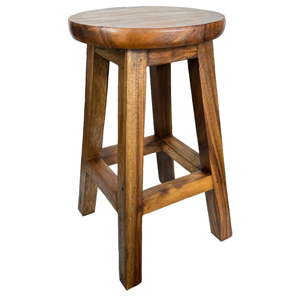 Crafty Artisan Rustic Handcrafted Tall wooden stool, great multiuse as plant stand, side table, bar stool etc