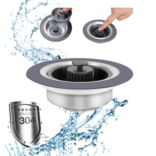 Colador para fregadero de cocina 3 en 1 de acero inoxidable