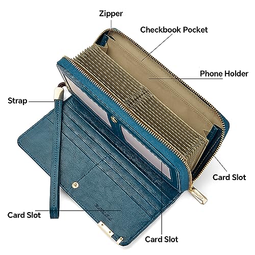 VANNANBA Long Wallet for Women Genuine Leather Zipper Wallet Large Capacity Organizer Accordion Wallet4