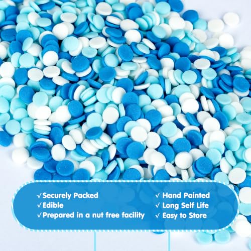 Image of Edible Circle Confetti Sprinkles for Cake,Blue White Round Winter Sprinkle | 130g,Dessert Decorating Toppers,Cupcake Donut Biscuit Ice Cream,Perfect for Baby Shower,Frozen Baking Birthday Party Supplies