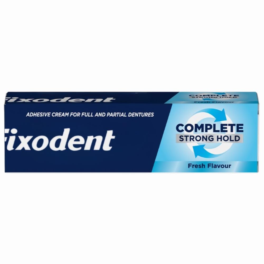 Fixodent Set di 3 creme adesive complete per protesi dentarie 47 g – Sapore di menta fresca – Tenuta e comfort per tutto il giorno – Giunto solido per protesi dentarie complete e