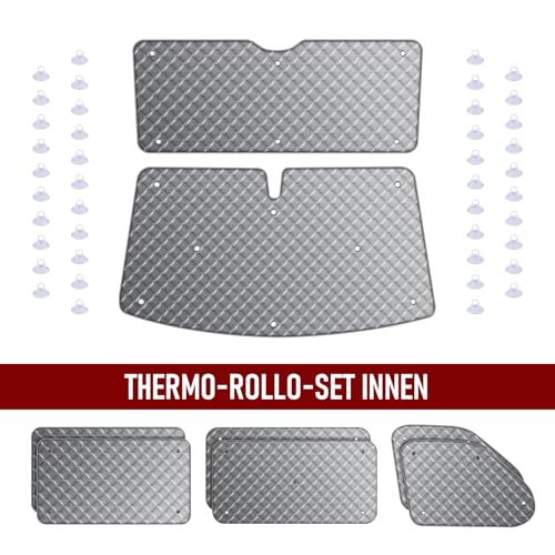 MaxAwe 8Stk Thermomatte Fahrerhaus passend für VW T5/T6 SWB, Luxus Interne Auto Sonnenblende Frontscheibenabdeckung, Thermo Jalousien Set Verdunkelung, Sonnenschutz Windschutzscheiben Matte