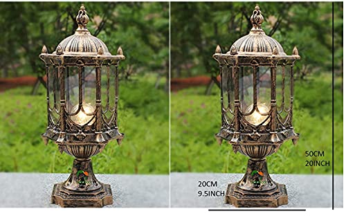 Image of Weldecor Antique Outdoor Main Gate Light for Home,Metal Decorative Architectural Design Waterproof Rustproof for Garden Exterior Compound Wall Piller Pole Set of 2