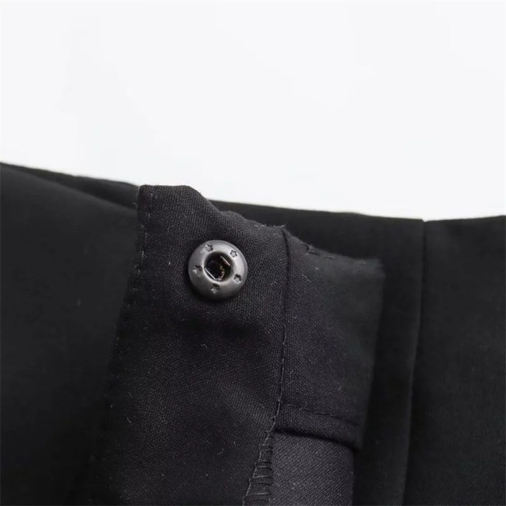 Falda Corta De Mujer - Minifalda Plisada Ancha para Mujer Estilo Preppy Dulce Retro Botón A Presión Cintura Alta Falda Negra De Corte A