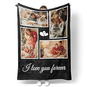 Easycosy Customized Blanket with Photo for Couple Gifts Personalized Picture Blanket Custom Girlfriend Valentines Day I…