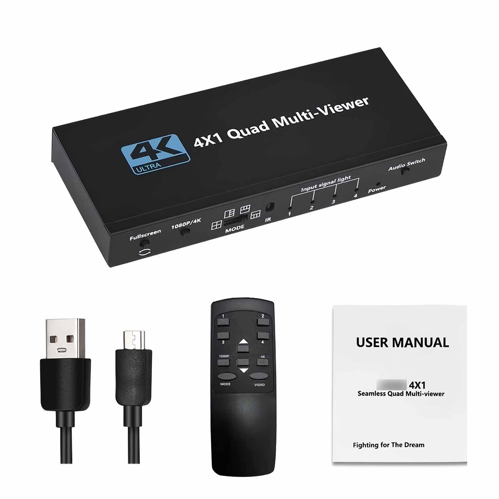 Asixxsix Splitter HDMI 4K 4 Ingressi 1 Uscita, Commutatore Schermo Segnale con Telecomando, Splitter HDMI Sottile 4K a 30 Hz 1x4 per TV PC, Lettore DVD, Console di Gioco, Proiettori