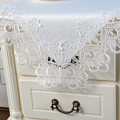 Taixiuhome White Lace European Style Minimalist Floral Tablecloth Hollow Top Decoration Table Cover #TOP2