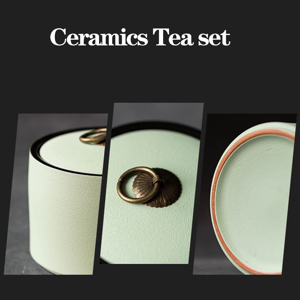 LEIYAN Ceramiczny hermetyczny pojemnik na ciasteczka słoik kuchenny pojemnik na cukierki, wielofunkcyjny uszczelniony pojemnik/pojemnik na herbatę/pojemniki do przechowywania żywności, pojemnik na herbatę do luźnych liści herbaty (kolor: zielony)
