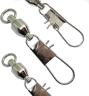 Fishing Ball Bearing Swivels Interlock Snap High Strength Solid Ring Barrel Swivels Safety Clips Saltwater Freshwater Fishing Tackle Leader Lure Jigs Line Fishing Connector Pack of 25 (0#-20lb-25pcs)