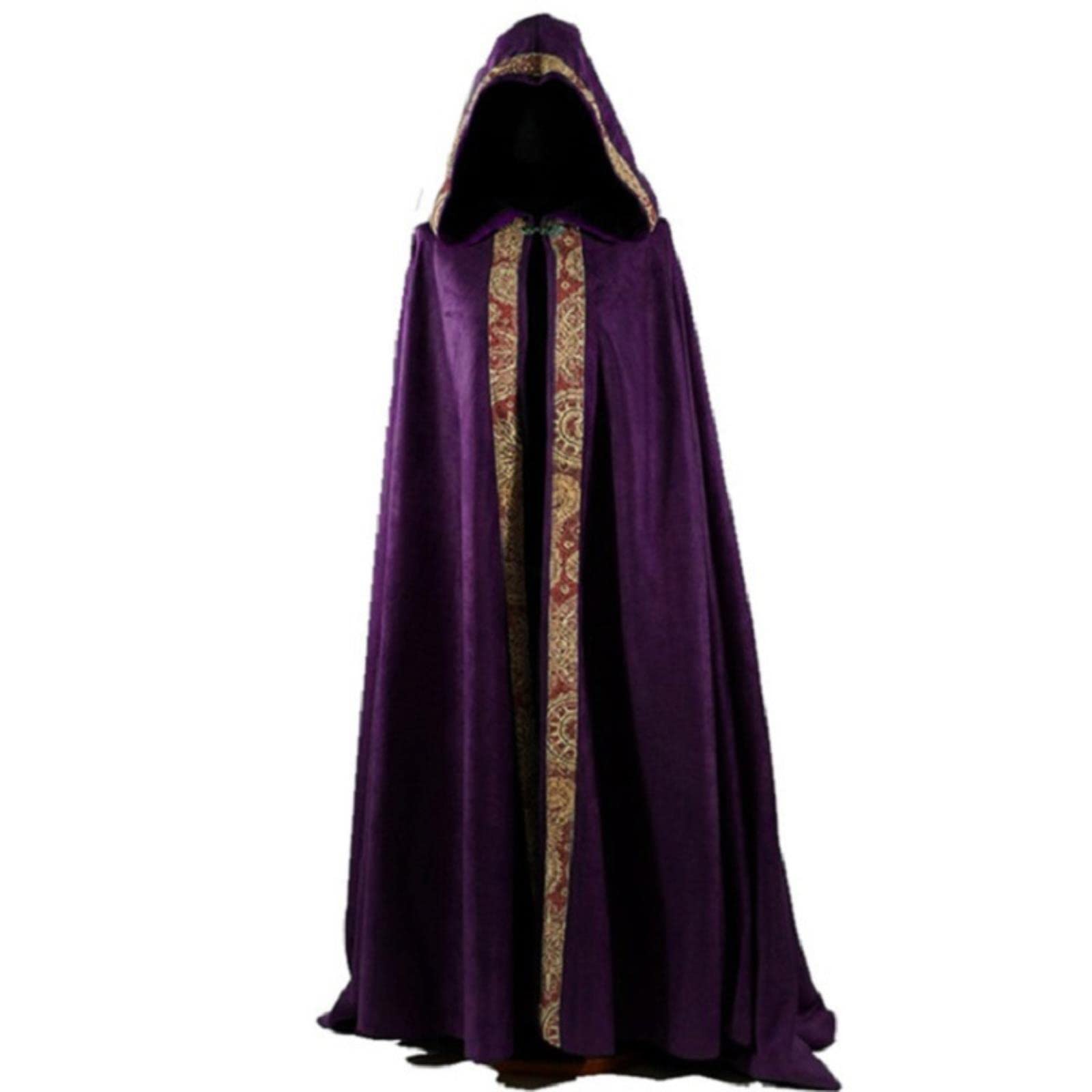 Middeleeuwse renaissance-cape voor dames, met capuchon, lange mantel