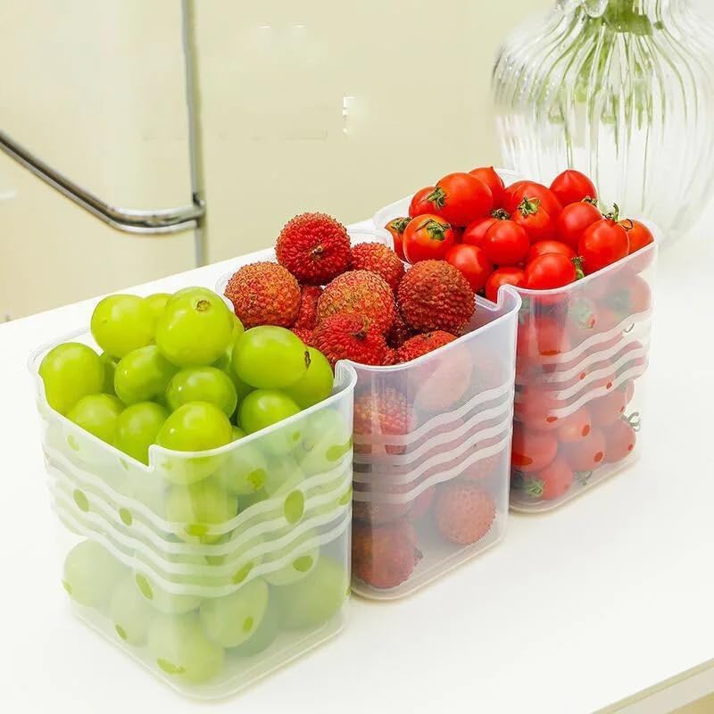 Image of SPECIFY 4 Fridge Multipurpose Containers - Space-Saving Refrigerator Side Door Organizer for Kitchen Fruits, Vegetables - Transparent Storage Boxes